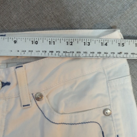 No Boundaries Womens Juniors White Flare Jeans 9 Low Rise Embroidered Pocket y2k - Picture 4 of 9